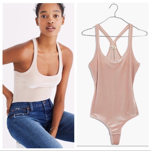 Madewell Tops - Madewell Nude Velvet Racerback Body Suit